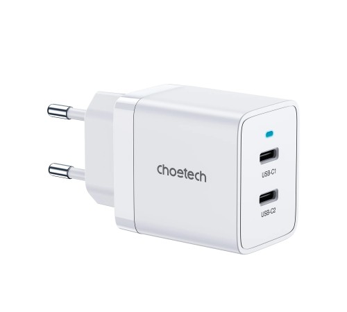 Сетевое зар./устр. Choetech Q5006-EU 40W 3A (PD) 2xUSB type-C универсальное белый (Q5006-EU-WH)