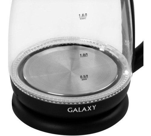 Чайник электрический Galaxy Line GL 0554 1.8л. 2000Вт черный/прозрачный (корпус: пластик/стекло)