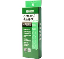 Сетевой фильтр Юнивольт 00-00000386 1.5м (4 розетки) белый (коробка)