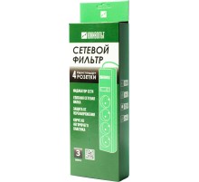Сетевой фильтр Юнивольт 00-00000387 3м (4 розетки) белый (коробка)