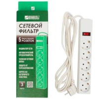 Сетевой фильтр Юнивольт 00-00000406 3м (5 розеток) белый (коробка)
