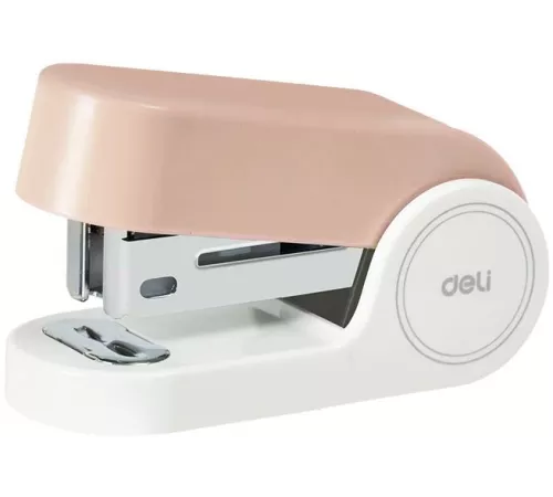 Степлер мини Deli EK203-PK EK203 24/6 26/6 (15листов) встроенный антистеплер розовый 15скоб металл/пластик коробка