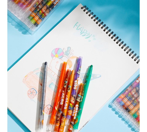 Восковые мелки Deli EC223-24 кругл. с поворотным механизмом 24цв. дл.165мм д.10мм блист.европод.