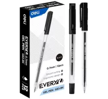 Ручка гелев. Deli EveryU EG83-BK прозрачный d=0.7мм черн. черн. 1стерж. кругл.
