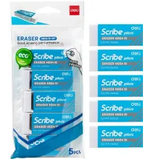 Набор ластиков Deli EH00410-MT Scribe прямоугольный 60x24x12мм ПВХ белый блистер (5шт)