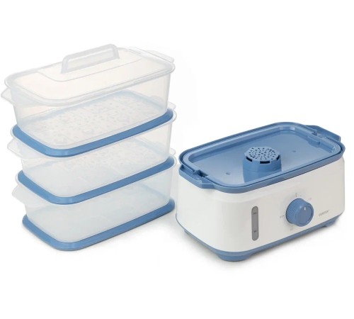 Пароварка Centek CT-1462 3ярус. 1050Вт белый/голубой Пароварка Centek CT-1462 3ярус. 1050Вт белый/голубой