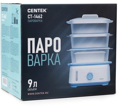 Пароварка Centek CT-1462 3ярус. 1050Вт белый/голубой Пароварка Centek CT-1462 3ярус. 1050Вт белый/голубой