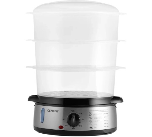 Пароварка Centek CT-1457 три корзины механическое управление мощность 800 Вт звуковой сигнал окончания работы чаша для риса в комплекте