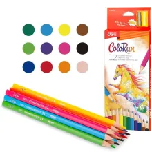 Карандаши цветные Deli ColoRun EC132-12 трехгран. пластик 12цв. коробка/европод.