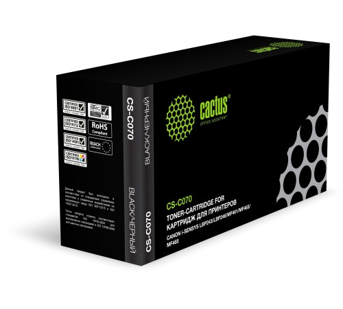 Картридж лазерный Cactus CS-C070 070 черный (3000стр.) для Canon i-SENSYS LBP243/LBP246/MF461/MF463/MF465