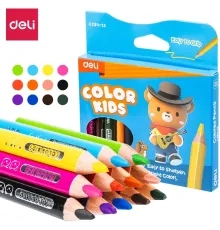 Карандаши цв. Deli EC-134-12 Color Kids трехгран. ассорти 12цв. карт.кор. (12шт) 12 карандашей