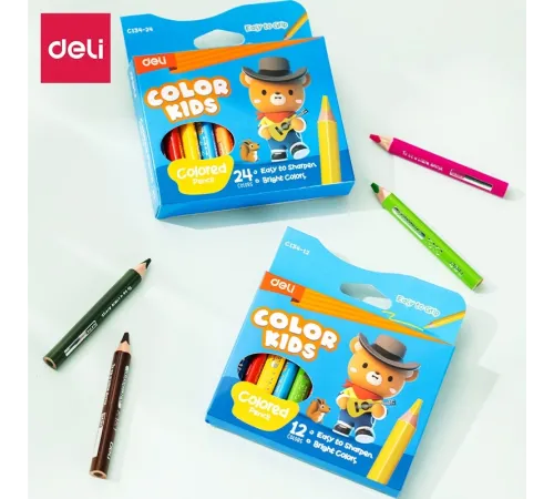 Карандаши цв. Deli EC-134-12 Color Kids трехгран. ассорти 12цв. карт.кор. (12шт) 12 карандашей Карандаши цв. Deli EC-134-12 Color Kids трехгран. ассорти 12цв. карт.кор. (12шт) 12 карандашей