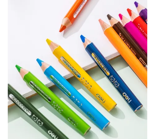 Карандаши цв. Deli EC-134-12 Color Kids трехгран. ассорти 12цв. карт.кор. (12шт) 12 карандашей Карандаши цв. Deli EC-134-12 Color Kids трехгран. ассорти 12цв. карт.кор. (12шт) 12 карандашей