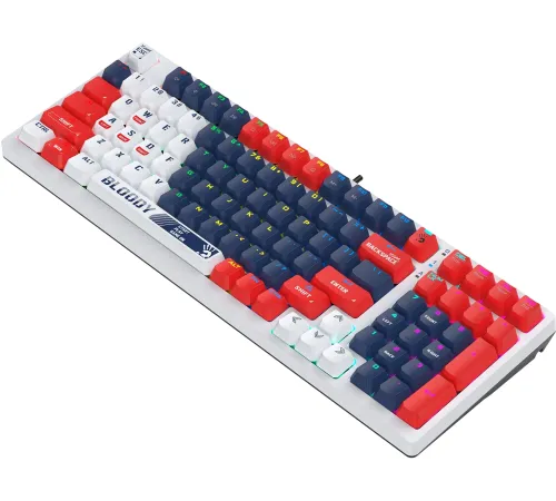 Клавиатура A4Tech Bloody S98 Sports Navy BLMS Plus механическая синий/белый USB for gamer LED (S98 SPORTS NAVY BLMS RED PLUS)