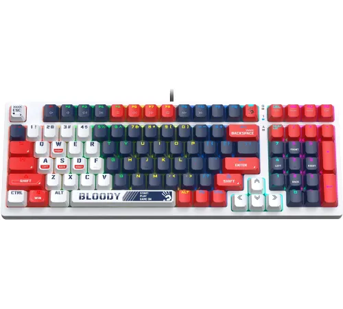 Клавиатура A4Tech Bloody S98 Sports Navy BLMS Plus механическая синий/белый USB for gamer LED (S98 SPORTS NAVY BLMS RED PLUS)