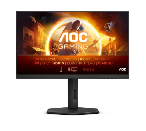Монитор AOC 27" 27G4X черный IPS LED 0.5ms 16:9 HDMI M/M матовая HAS Piv 300cd 178гр/178гр 1920x1080 180Hz DP FHD 5.41кг