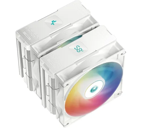 Кулер для процессора DEEPCOOL AG620 DIGITAL WH ARGB LGA1700/1200/115X/AM5/AM4 (8шт/кор, TDP 260W, PWM, DUAL Fan 120mm, 6 тепл. трубок, белый) RET (AG620 DIGITAL WH ARGB) Кулер для процессора DEEPCOOL AG620 DIGITAL WH ARGB LGA1700/1200/115X/AM5/AM4 (8шт/кор, TDP 260W, PWM, DUAL Fan 120mm, 6 тепл. трубок, белый) RET (AG620 DIGITAL WH ARGB)