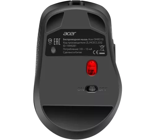 Мышь Acer OMR310 черный оптическая 1600dpi беспров. BT/Radio USB (ZL.MCECC.031)