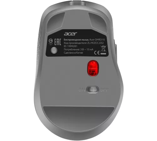 Мышь Acer OMR310 темно-серый оптическая 1600dpi беспров. BT/Radio USB (ZL.MCECC.032)