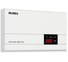Стабилизатор SVEN SLIM-500 LCD, релейный, 400вт, 500Ва, 140-260в, функция «пауза», 1 евророзетка, 2.35 кг SVEN AVR SLIM-500 LCD (SV-012809)