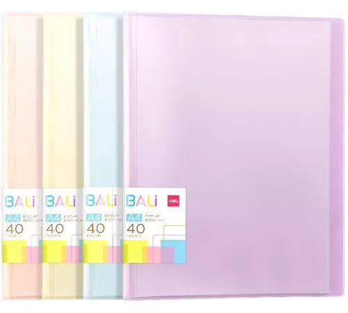 Папка с 40 прозр.вклад. Deli Bali EB034 A4 полипропилен ассорти
