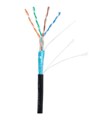 Кабель NETLAN F/UTP 4 пары, Кат.5e (Класс D), 100МГц, одножильный, BC (чистая медь), внешний, PE до -40C, черный, 305м