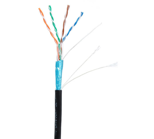 Кабель NETLAN F/UTP 4 пары, Кат.5e (Класс D), 100МГц, одножильный, BC (чистая медь), внешний, PE до -40C, черный, 305м Кабель NETLAN F/UTP 4 пары, Кат.5e (Класс D), 100МГц, одножильный, BC (чистая медь), внешний, PE до -40C, черный, 305м