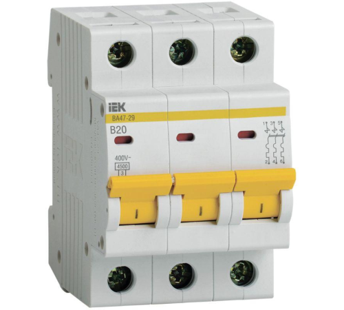 Iek MVA20-3-020-B Авт. выкл.ВА47-29 3Р 20А 4,5кА х-ка В ИЭК