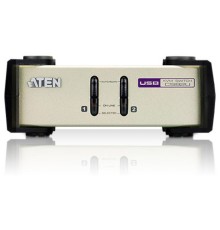 2-x порт. переключатель, электрон., KVM,  1 user PS2/USB+VGA =>  2 cpu PS2/USB+VGA, со шнурами PS2/USB 2х1.2м., 2048x1536, настол., без OSD, некаскад. ATEN CS82U