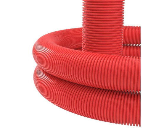 Труба двустенная ПНД гибкая d40мм для кабельной канализации с протяжкой SN18 500Н красн. (уп.50м) DK