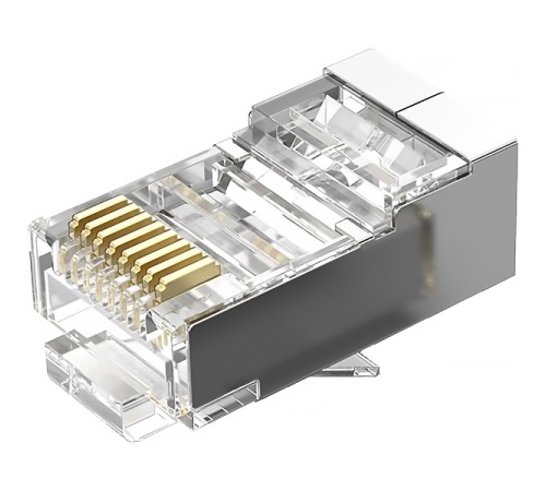 Коннектор Vention RJ45 (8p8c), FTP, cat. 6, под витую пару, экранированный (50шт.) Vention Коннектор Vention RJ45 (8p8c), FTP, cat. 6, под витую пару, экранированный (50шт.) (IDCR0-50) (IDCR0-50)