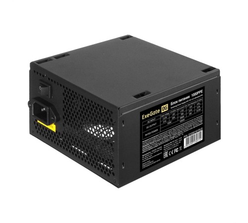 Exegate EX292161RUS Блок питания 1000W ExeGate 1000PPE (ATX, APFC, КПД 80% (80 PLUS), 12cm fan, 20+4pin, 2x2x(4+4)pin, 6xPCI-E, 6xSATA, 4xIDE, black)
