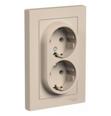 Розетка 2-м. AtlasDesign 16А с заземл. в сборе песочн. SE ATN001224