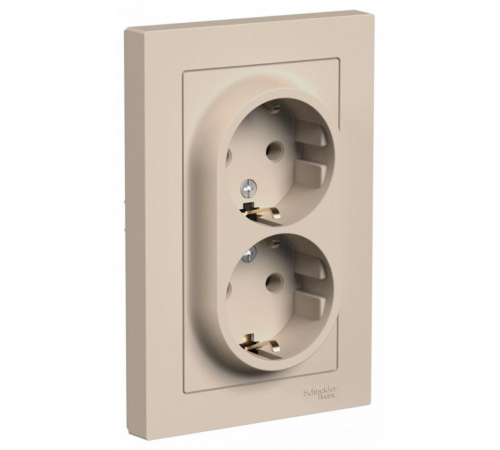 Розетка 2-м. AtlasDesign 16А с заземл. в сборе песочн. SE ATN001224