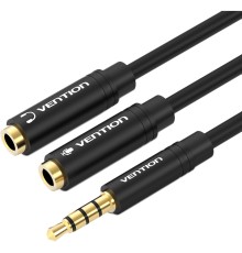 Переходник-разветвитель Vention гибкий Jack 3.5 mm M 4 pin/Jack 3.5 mm F x 2 - 0.3м Разветвитель Vention mini Jack 3.5 mm M/mini Jack 3.5 mm F x 2 - 0.3 м (BBCBY)