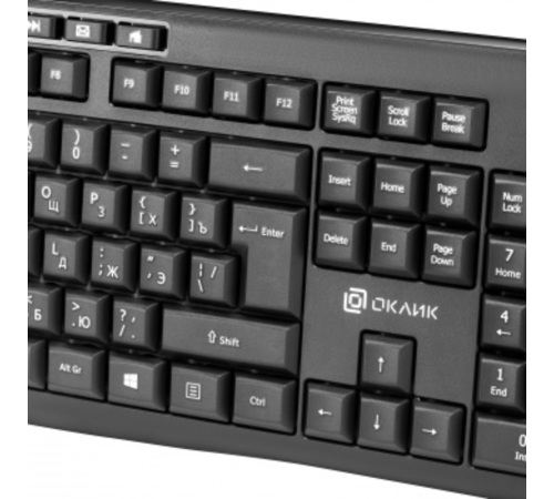 Комплект (клавиатура+мышь) Oklick 225M, USB, беспроводной, черный [1454537]