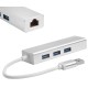 Greenconnect USB 3.0 Разветвитель на 3 порта + 10/100Mbps Ethernet Network metall Greenconnect GCR-AP05