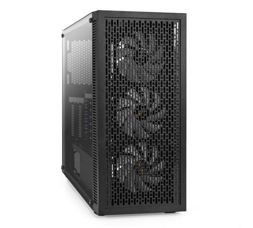 Exegate EX295766RUS Корпус Miditower ExeGate EVO-5001A (ATX, без БП, 2*USB+1*USB3.0+HD Audio, черный, 3 вент.12см с RGB подсветкой, боковая панель - закаленное стекло)
