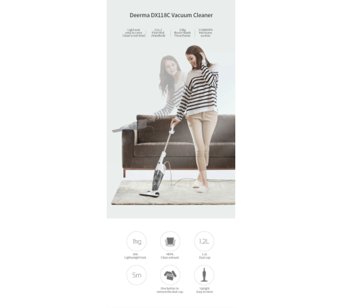 Пылесос deerma Vacuum Cleaner DX118C Gray+White