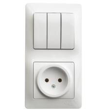 Systeme electric GSL000176 GLOSSA БЛОК: РОЗЕТКА + 3кл. ВЫКЛЮЧАТЕЛЬ БЕЛЫЙ