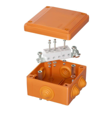 DKC FSB11510 Коробка пластиковая FS с кабельными вводами и клеммниками, IP56,100х100х50мм, 5р, 450V,20A,10мм.кв