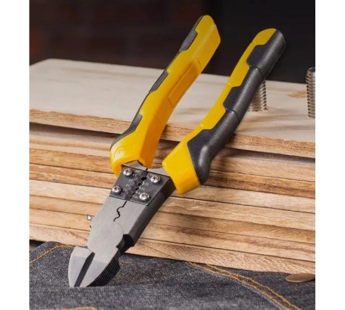 Диагональные бокорезы многофункциональные Deli DL102008 200мм, (резка/зачистка/обжим), сталь Cr-V, двухкомпонентная рукоять