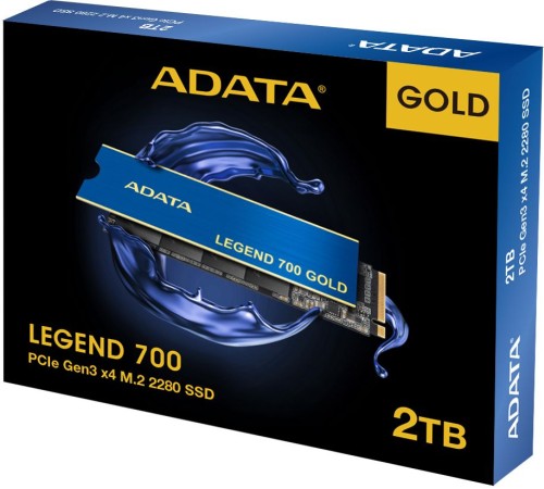 Твердотельный накопитель/ ADATA SSD LEGEND 700 GOLD, 2048GB, M.2(22x80mm), NVMe 1.4, PCIe 3.0 x4, 3D NAND, R/W 2000/1600MB/s, IOPs 130 000/280 000, TBW 480, DWPD 0.2, with Heat Sink (3 года)
