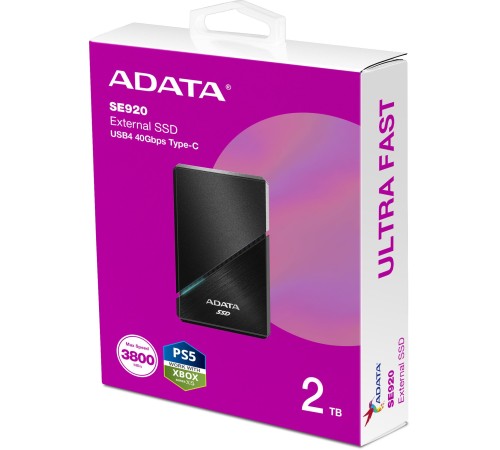 Накопитель SSD A-Data USB-C 4.0 2TB SE920-2TCBK SE920 2.5" черный Накопитель SSD A-Data USB-C 4.0 2TB SE920-2TCBK SE920 2.5" черный