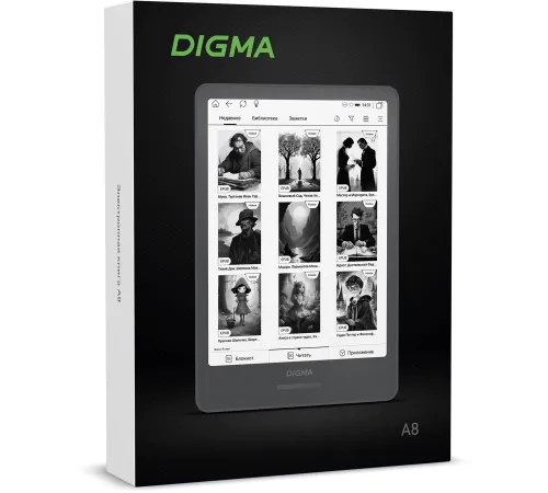 Электронная книга Digma A8 7.8" E-Ink Carta 1404x1872 Touch Screen 1.8Ghz 3072/32Gb/SD/microSDHC/подсветка дисплея темно-серый Электронная книга Digma A8 7.8" E-Ink Carta 1404x1872 Touch Screen 1.8Ghz 3072/32Gb/SD/microSDHC/подсветка дисплея темно-серый