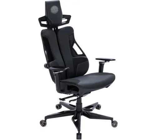 Кресло Cactus CS-CHR-DUO-BBK черный кожзам с подголов. крестов. алюминий