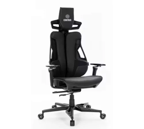 Кресло Cactus CS-CHR-DUO-BBK черный кожзам с подголов. крестов. алюминий
