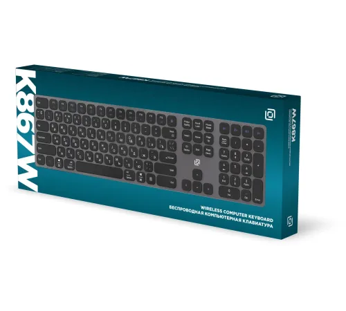 Клавиатура Оклик K867W черный/серый USB беспроводная BT/Radio slim Multimedia (2002130)