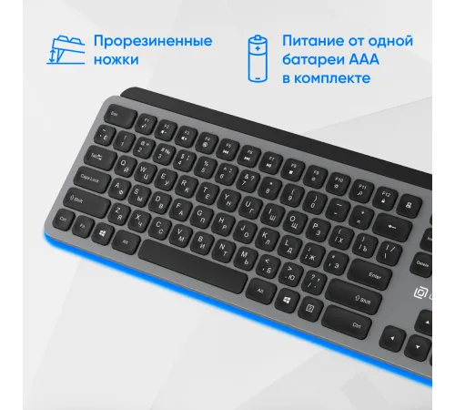 Клавиатура Оклик K859W черный/серый USB беспроводная slim Multimedia (2002136) Клавиатура Оклик K859W черный/серый USB беспроводная slim Multimedia (2002136)