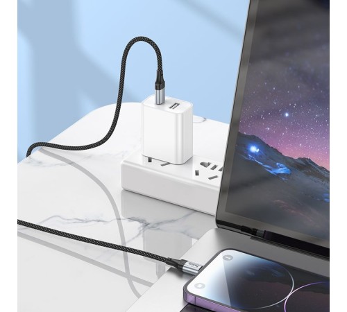 Кабель Hoco X102 Fresh iP USB-C-Lightning (m) 1м черный коробка